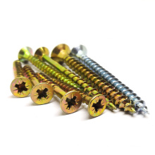 3.5*25mm Yellow Zin Plated Carbon Steel  CSK Head Phil Recessed Chipboard Screw